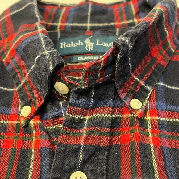 Ralph Lauren Mens Classic Fit Red Blue Plaid Long Sleeve Cotton Button Down L - Picture 12 of 12